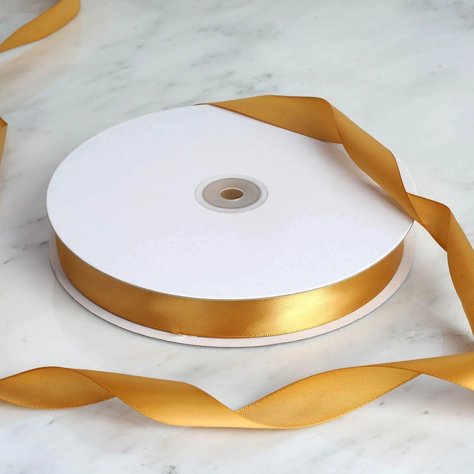 100 Yards 7 8" Gold Single Face Decorative Satin Ribbon