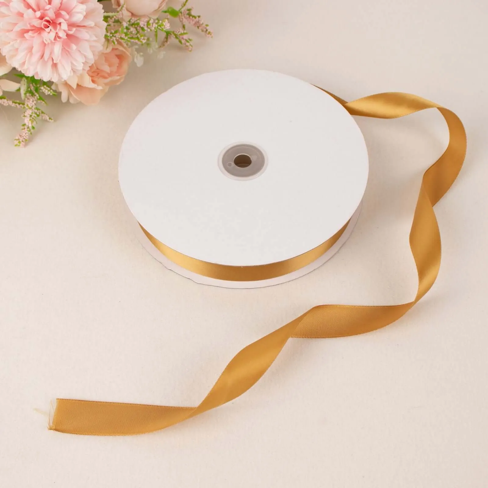 100 Yards 7 8" Gold Single Face Decorative Satin Ribbon