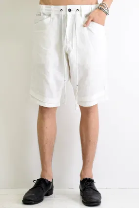 1901-PT11B 6 Pockets Linen Shorts White