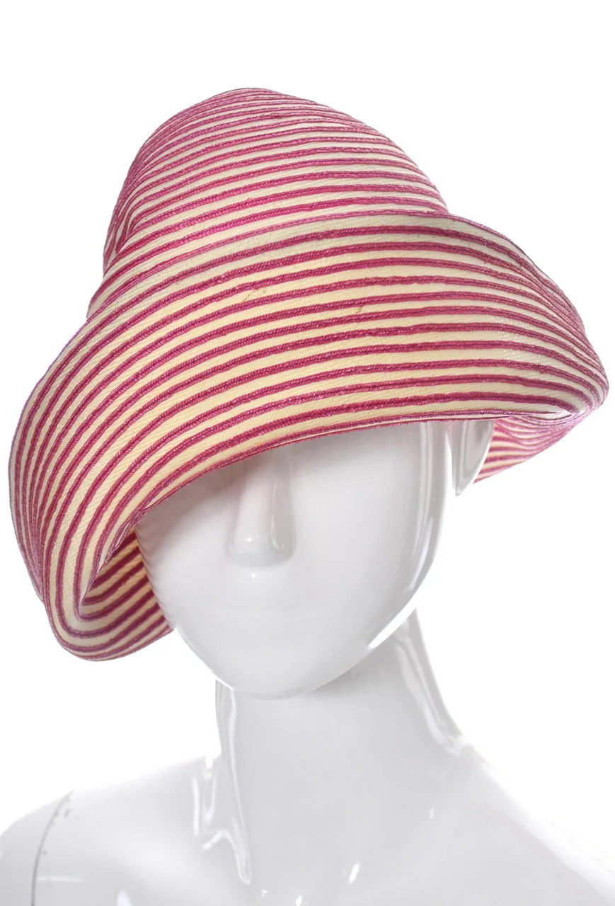 1960s Otto Lucas Vintage Pink & White Striped Hat