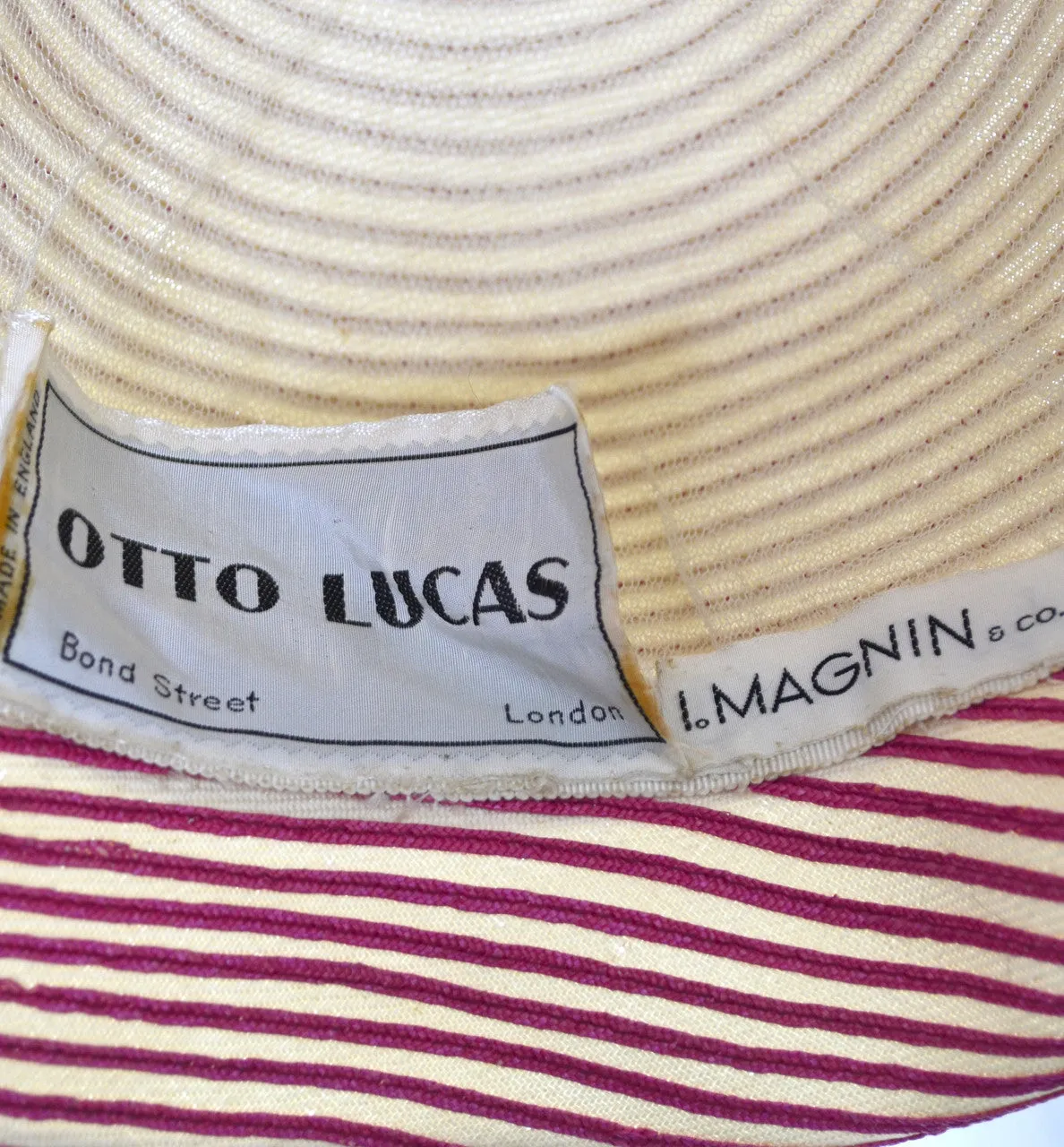 1960s Otto Lucas Vintage Pink & White Striped Hat