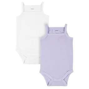 2-Pack Baby Girls Purple & White Sleeveless Onesies® Bodysuits