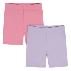 2-Pack Infant & Toddler Girls Pink & Purple Pull-On Bike Shorts