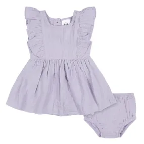 2-Piece Baby & Toddler Girls Purple Gauze Dress & Diaper Cover Set