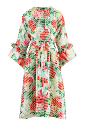 ADLUMIA FLORAL ORGANZA SILK BLEND COAT DRESS