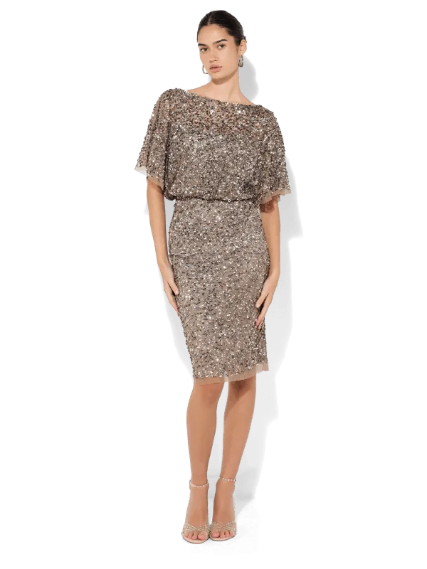 Alinda Gunmetal Hand Beaded Dress