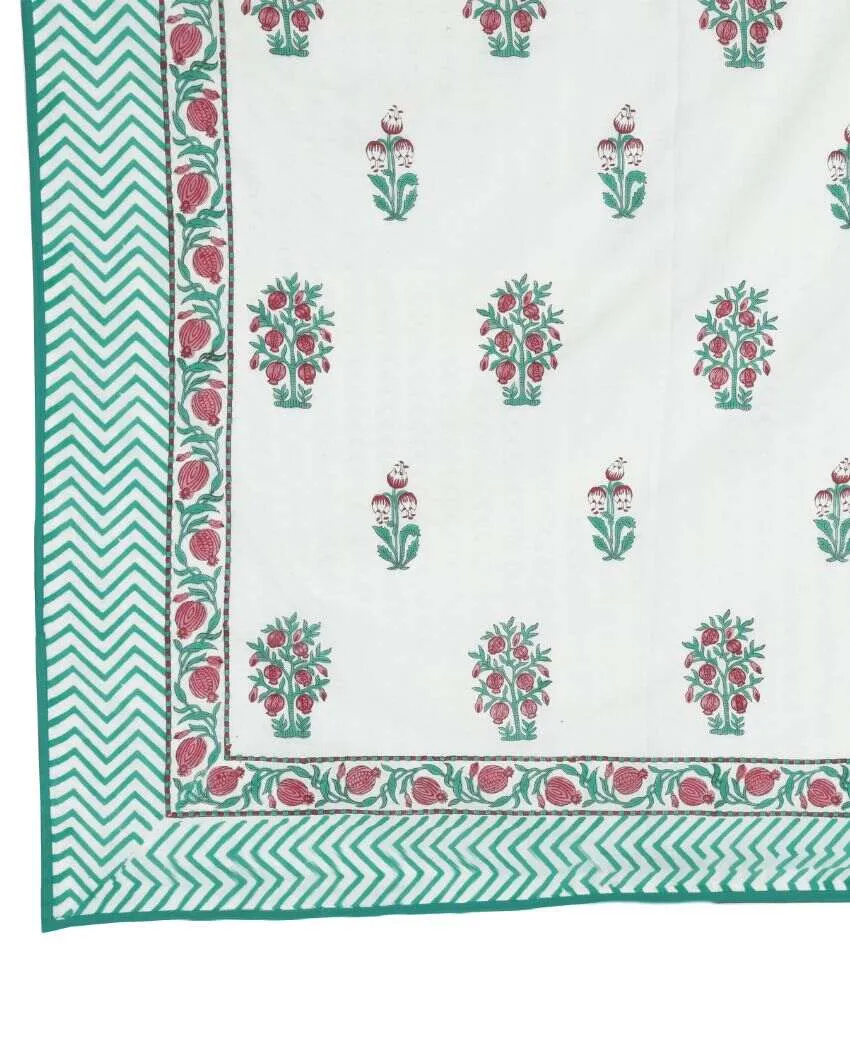 Anar Bouquet Block Printed Cotton Dohar | Double Bed | 108 X 84 inches