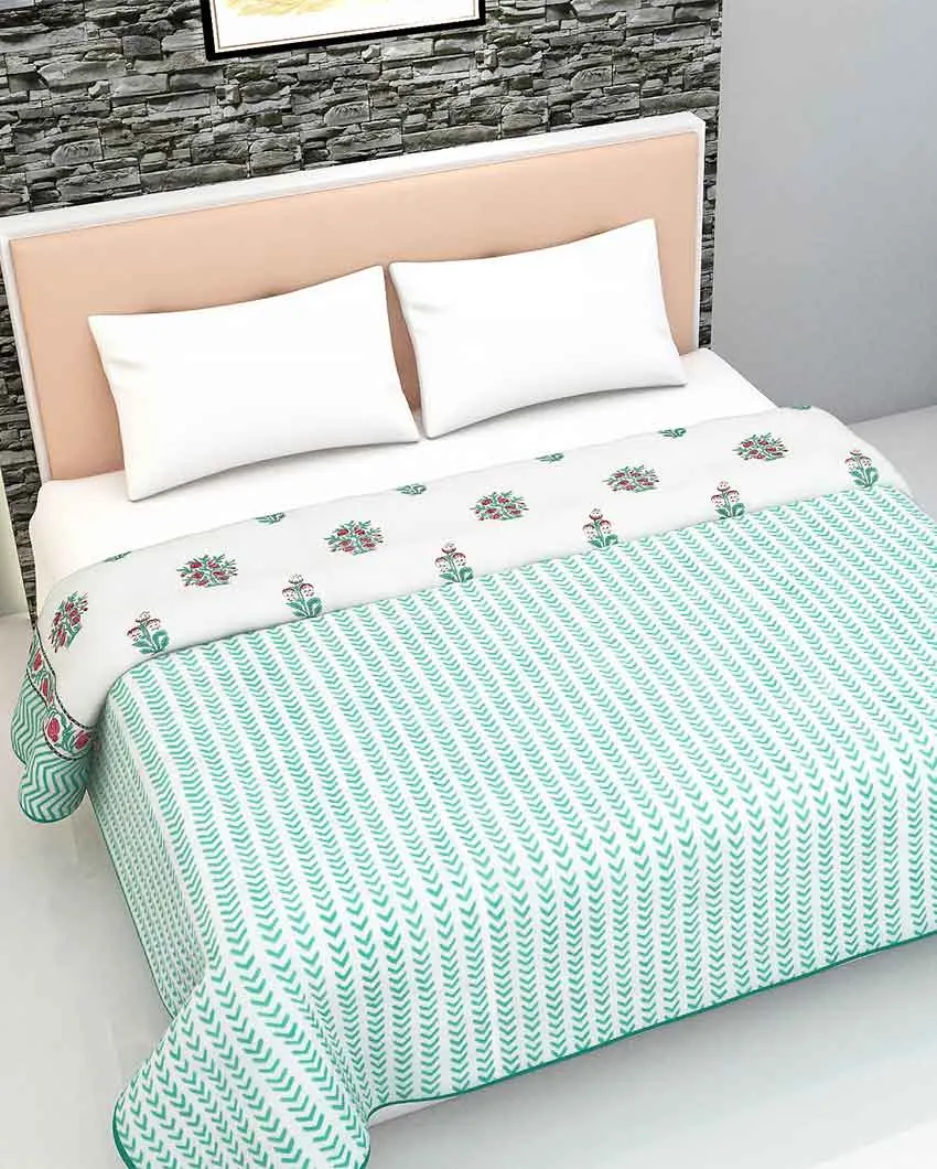 Anar Bouquet Block Printed Cotton Dohar | Double Bed | 108 X 84 inches