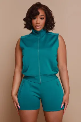 Another One Sleeveless Lined Tracksuit - Teal