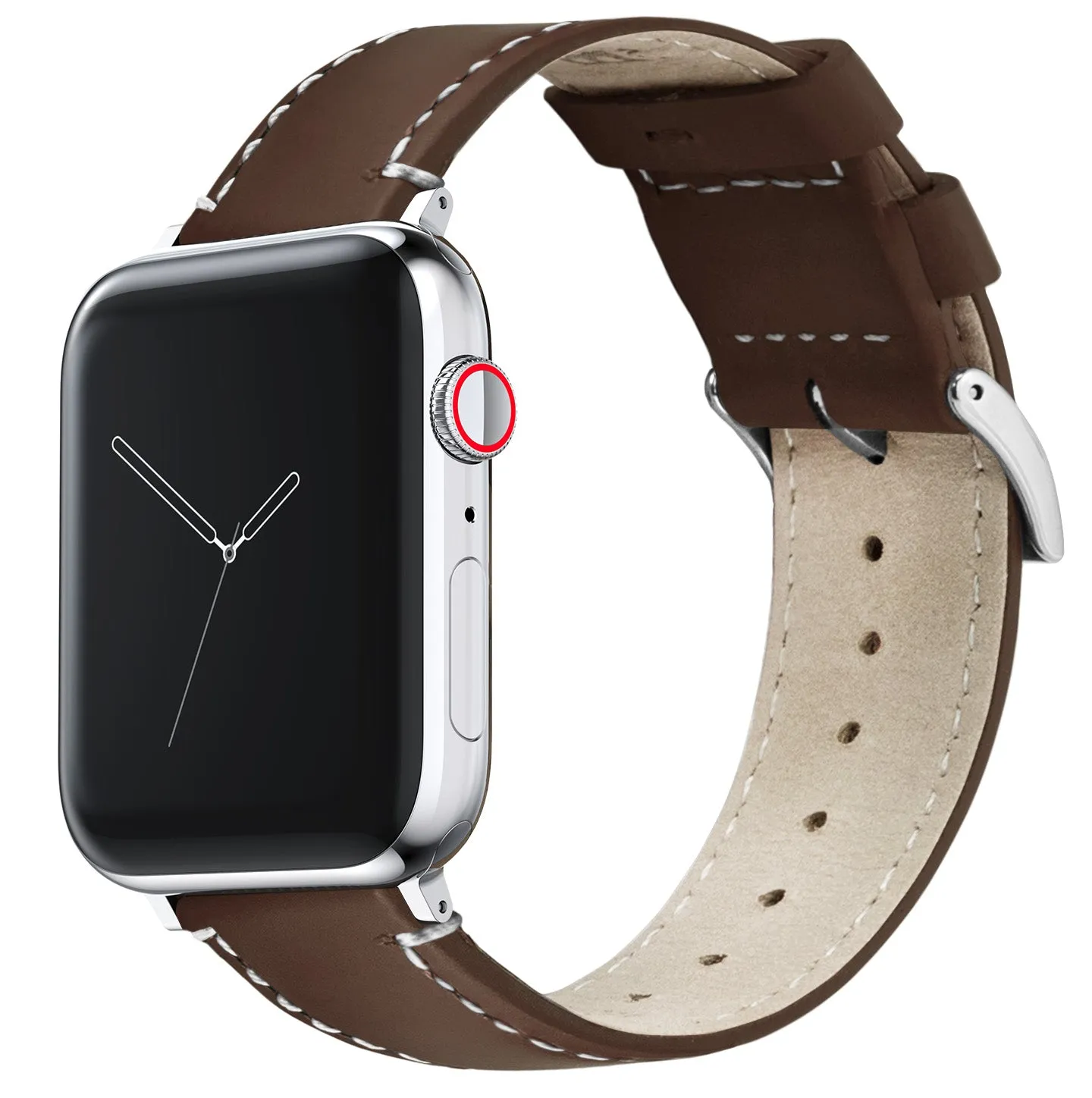 Apple Saddle Leather White Stitching Watch Band