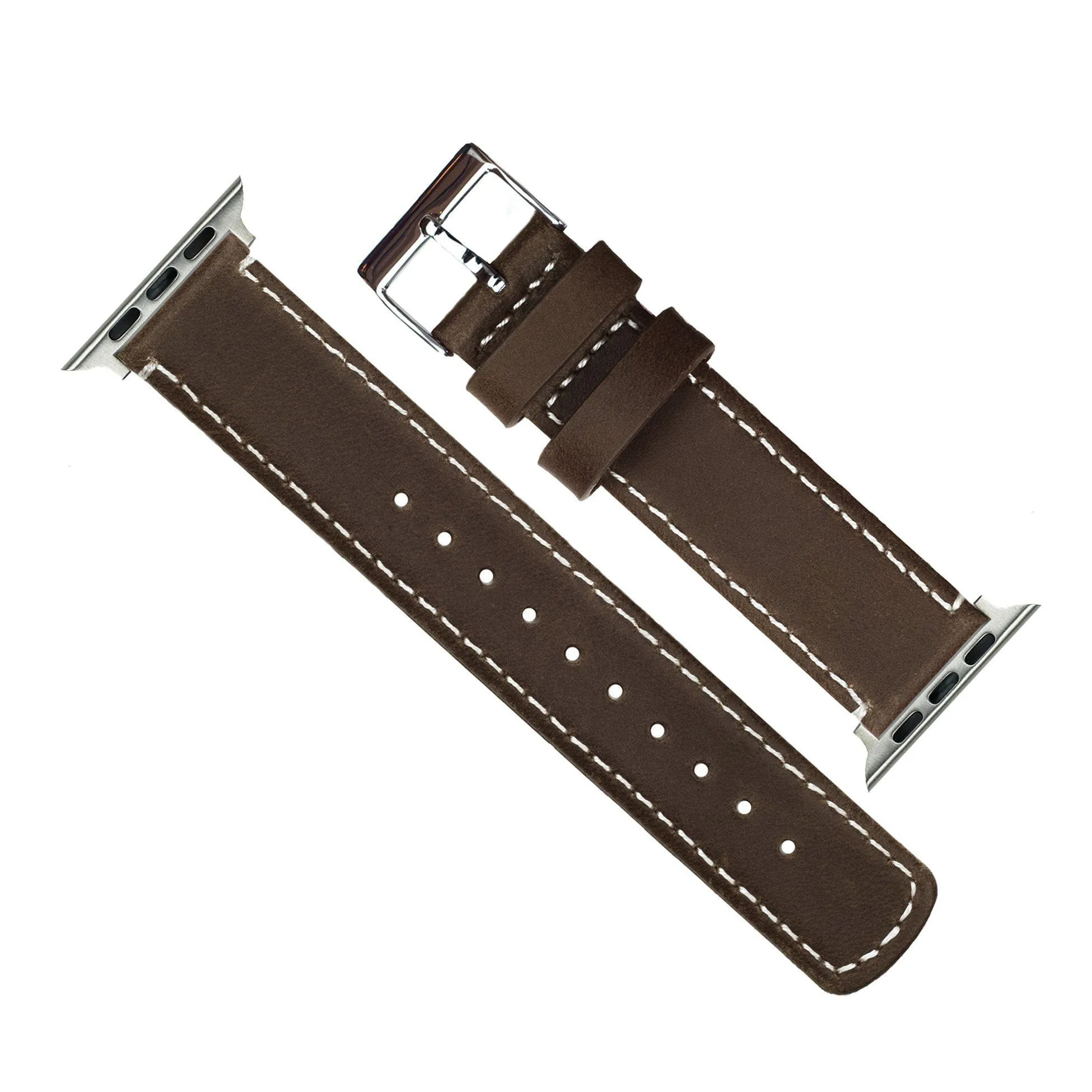 Apple Saddle Leather White Stitching Watch Band