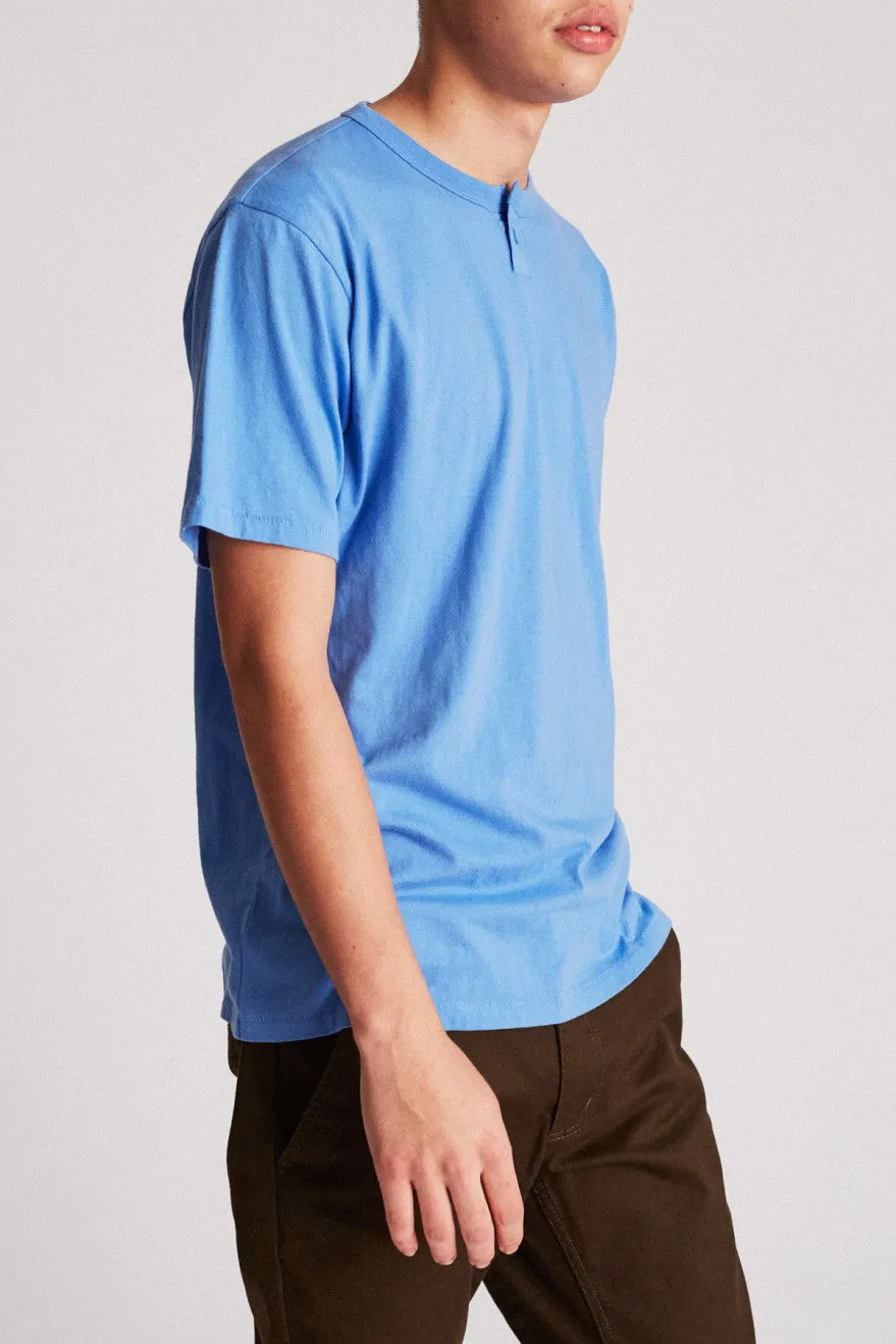 Basic S/S Henley - Washed Royal