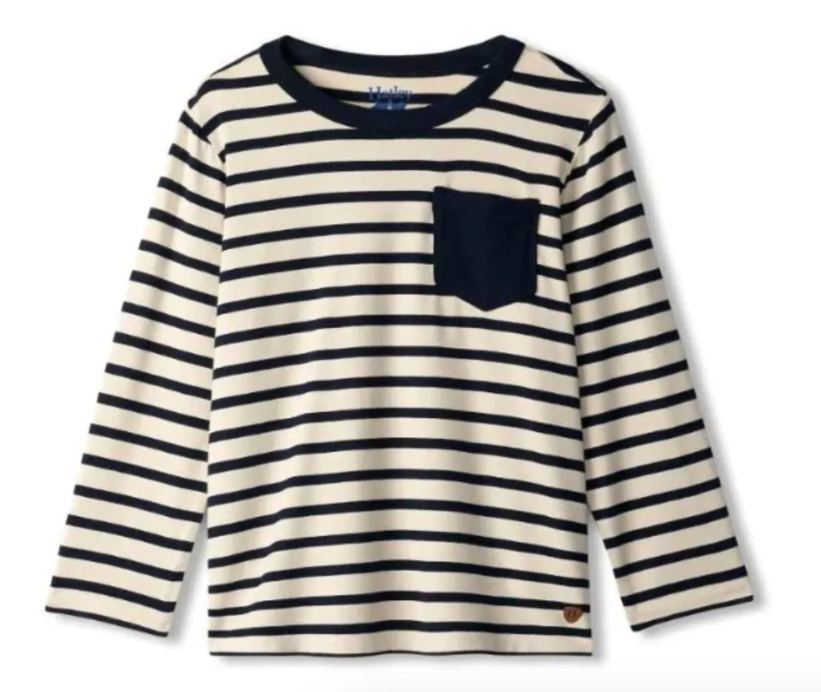 Black and Cream Striped L/S Bamboo Tee