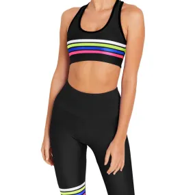 Black Retro Stripe Sports Bra