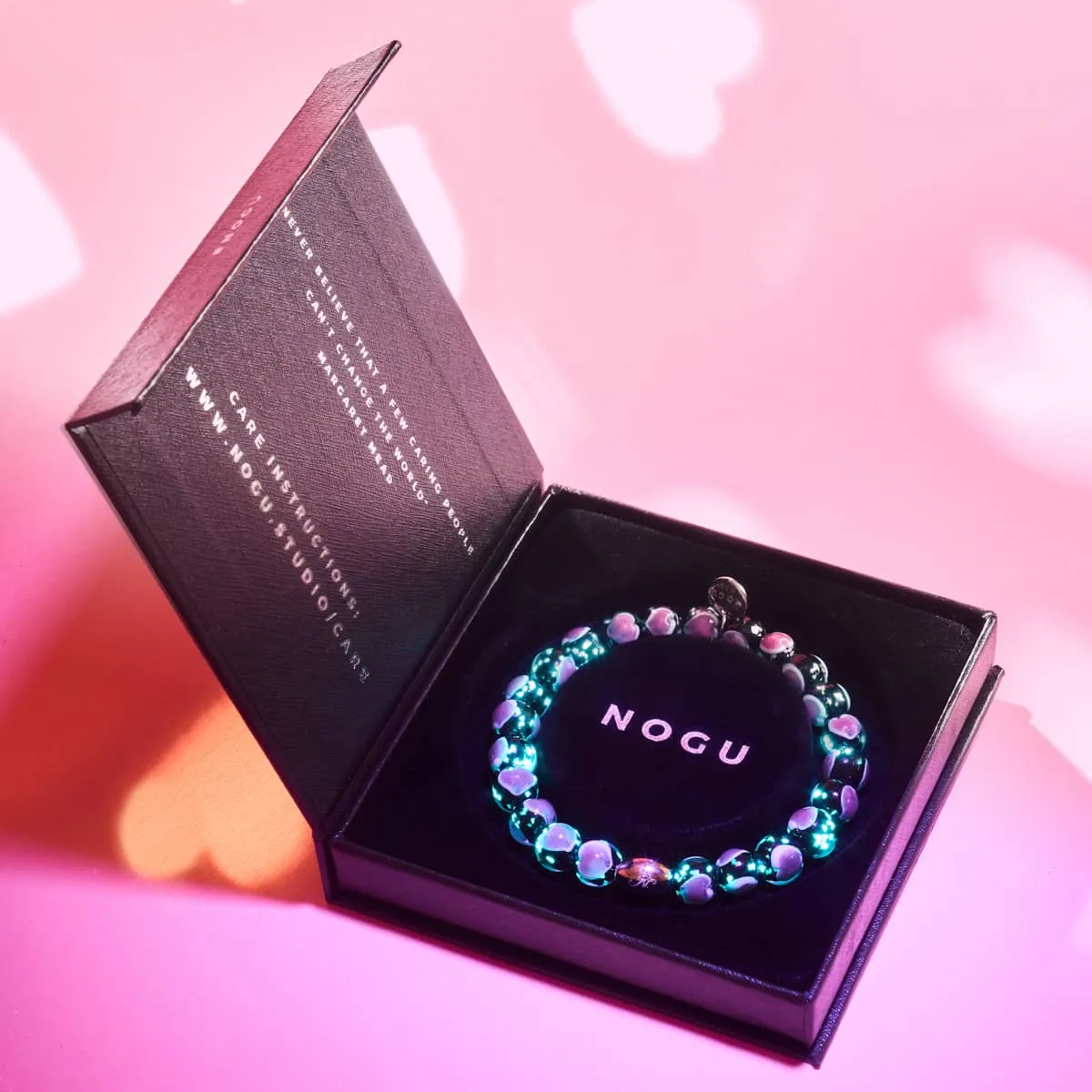 Black x Pink | .925 Sterling Silver | Firefly Glass Love Bracelet