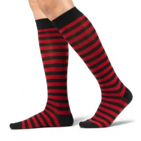 Cherry and Black Stripes Knee High Socks