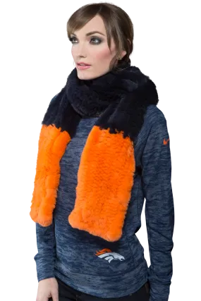 Colorblock Bronco Navy and Neon Orange Fur Scarf