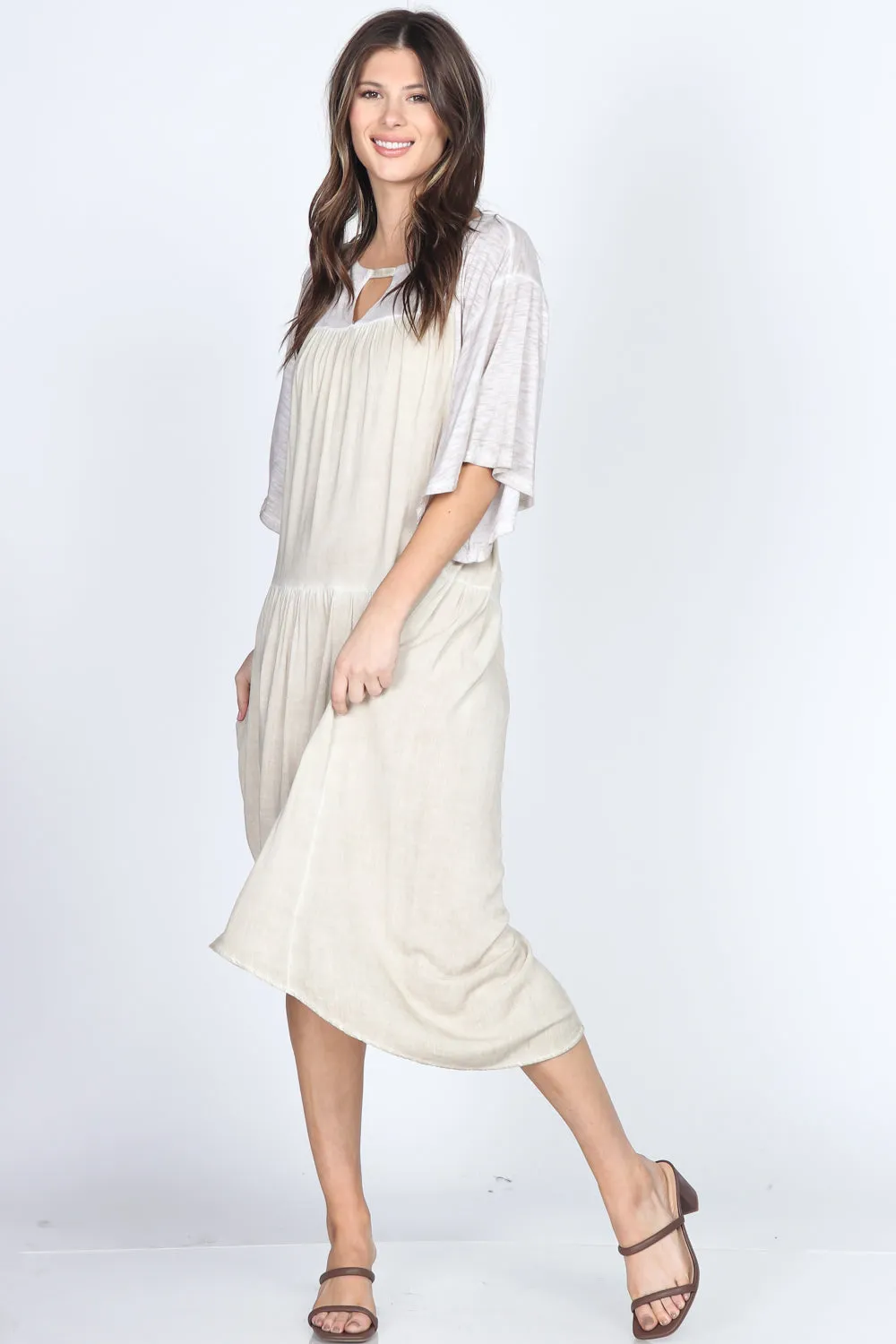 Cross Hatch Woven Midi Dress