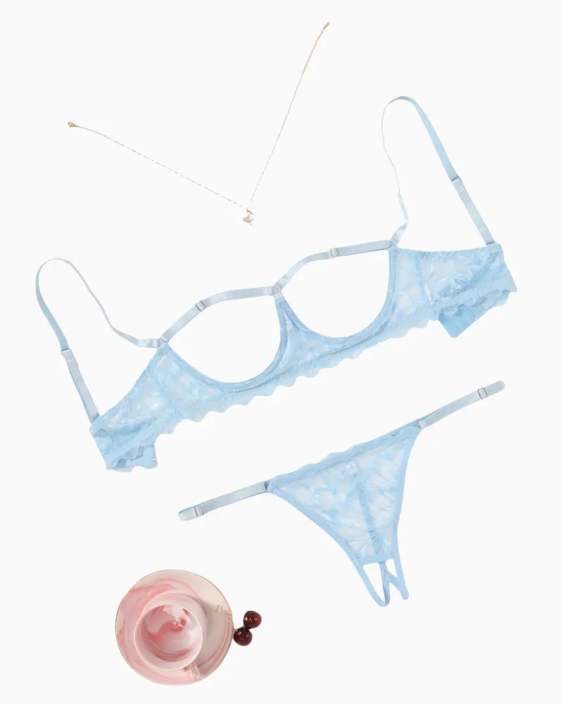 Cupless Bra and Panty 2 Piece Lingerie Set