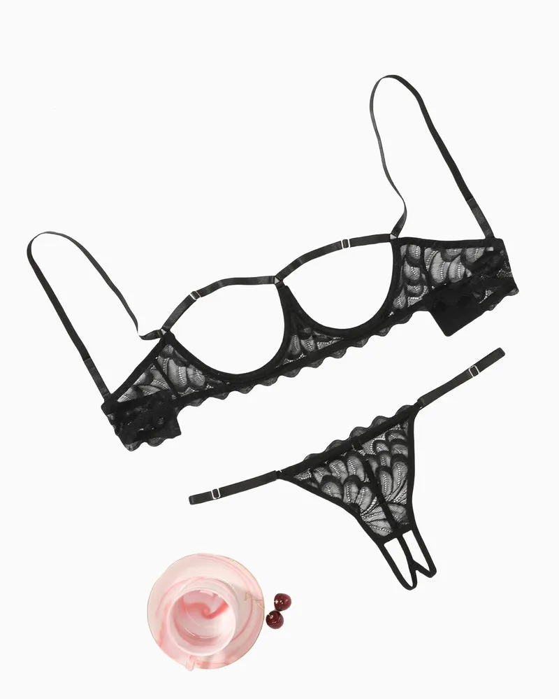 Cupless Bra and Panty 2 Piece Lingerie Set