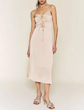 Eleanor Tied Keyhole Satin Dress