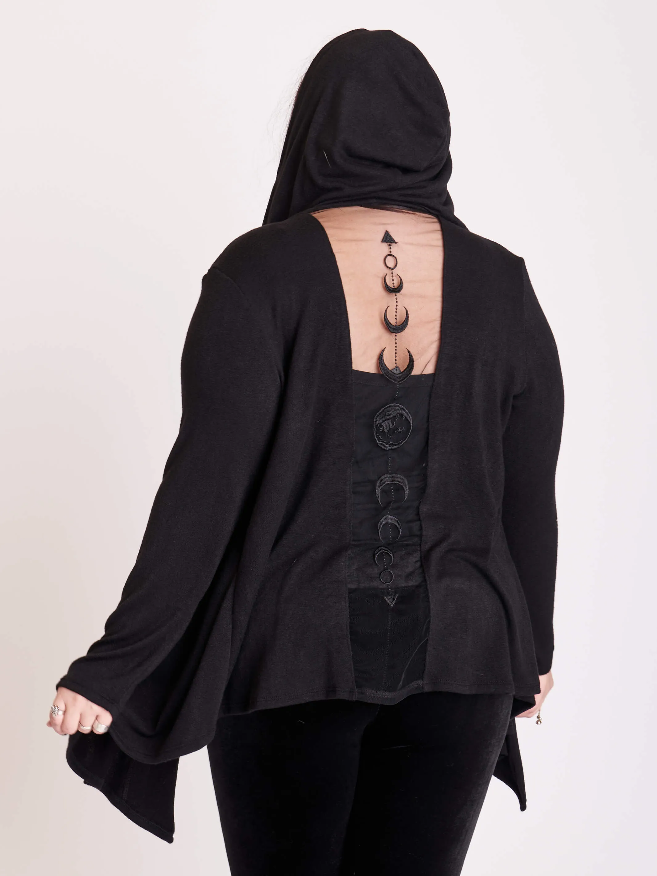 Embroidered Moon Phase Cardigan