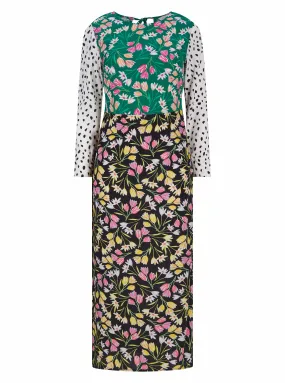 Estella Midaxi Dress in Tulip and Polka Dot Mix