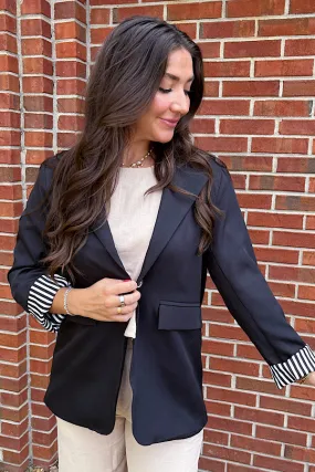 ETA 10/18 - Solid Black Single Button Blazer