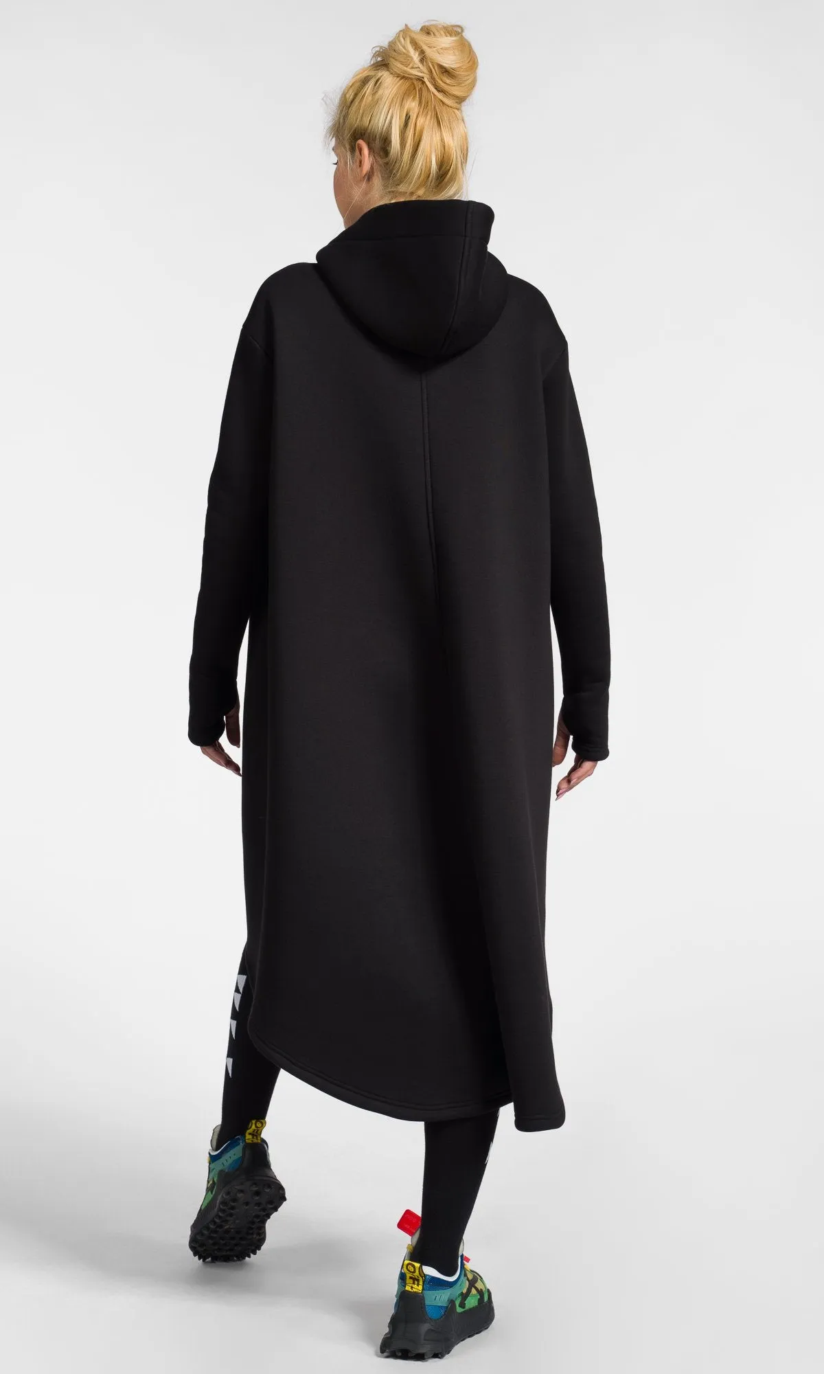 Extra Long Hoodie Dress with Zipper Pockets