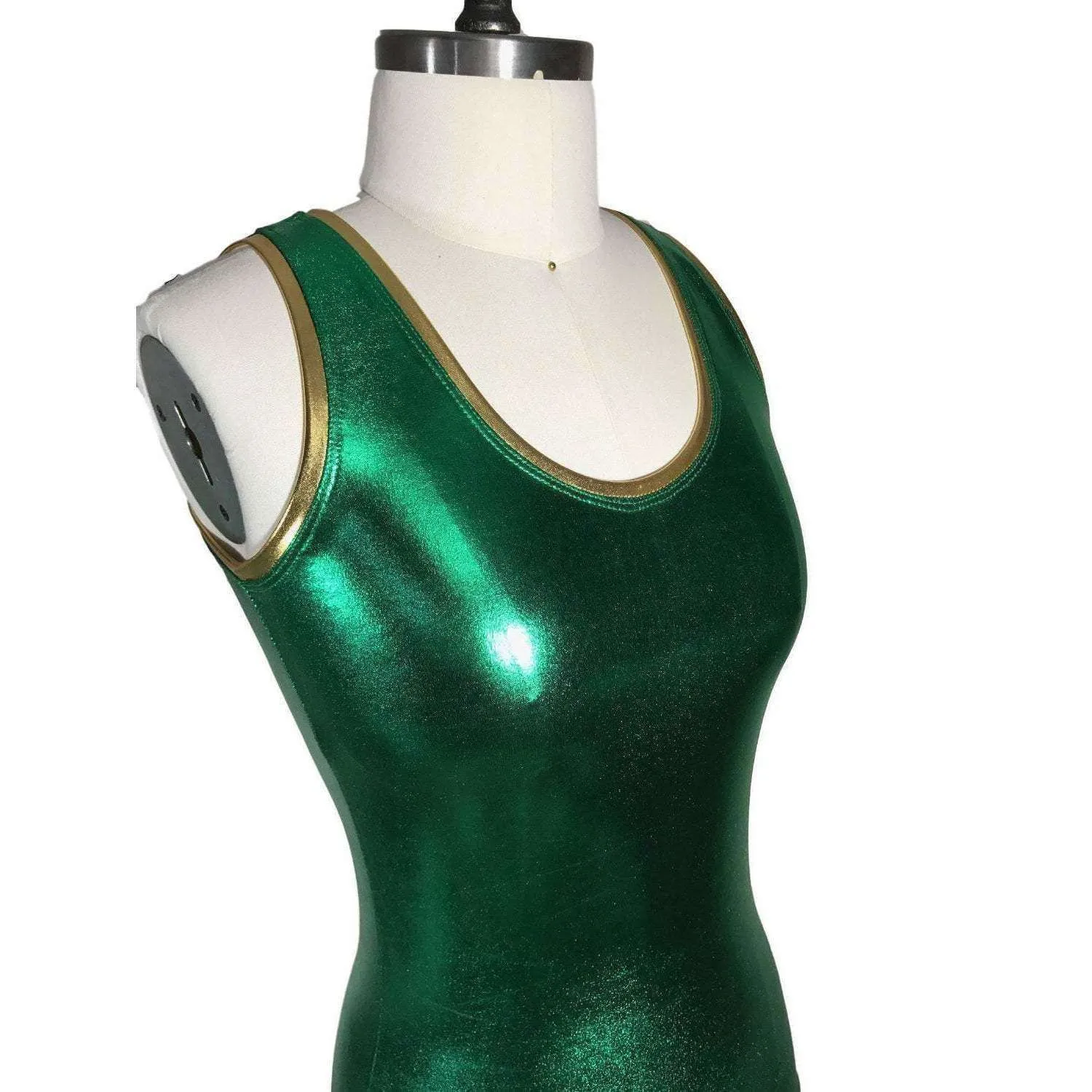 Full Length Tank Top - Green Metallic