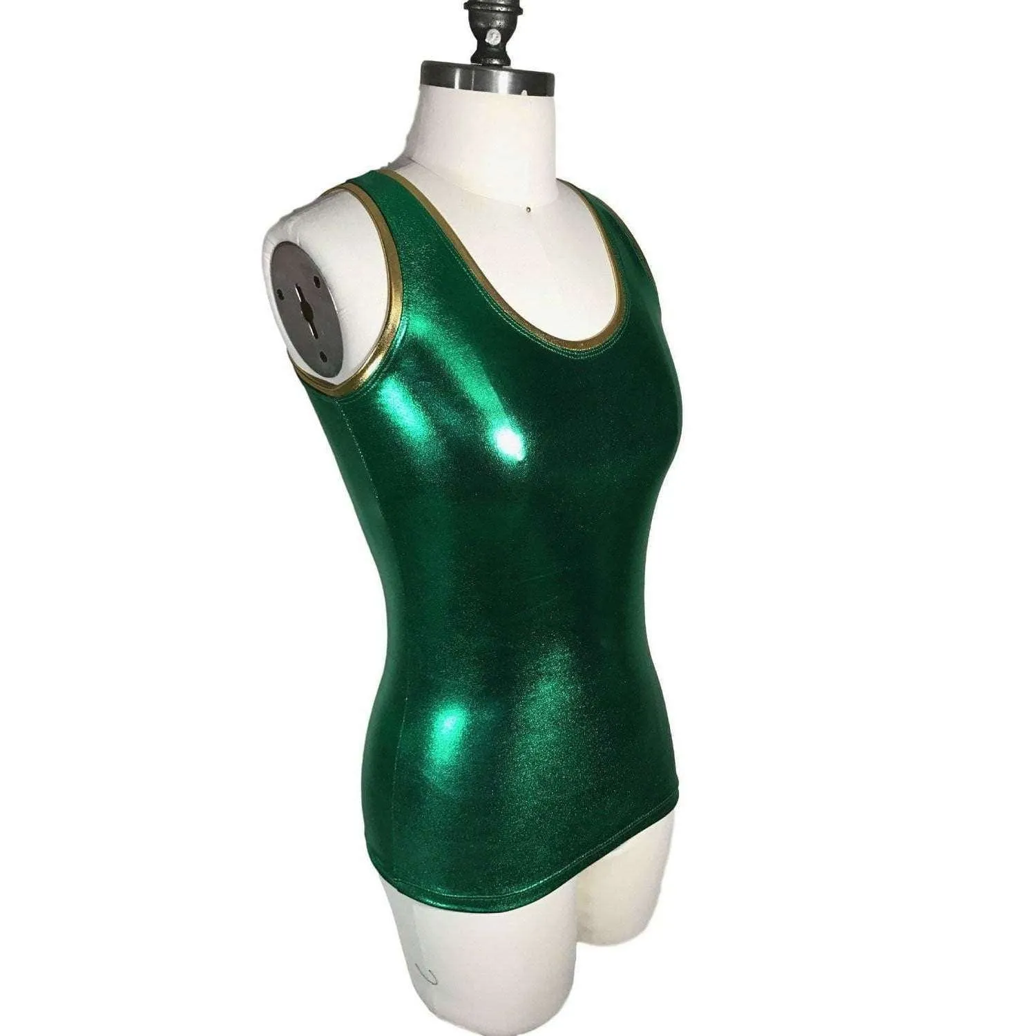 Full Length Tank Top - Green Metallic