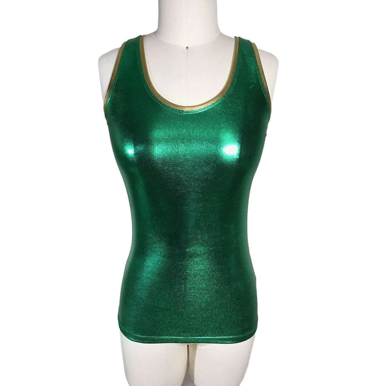 Full Length Tank Top - Green Metallic