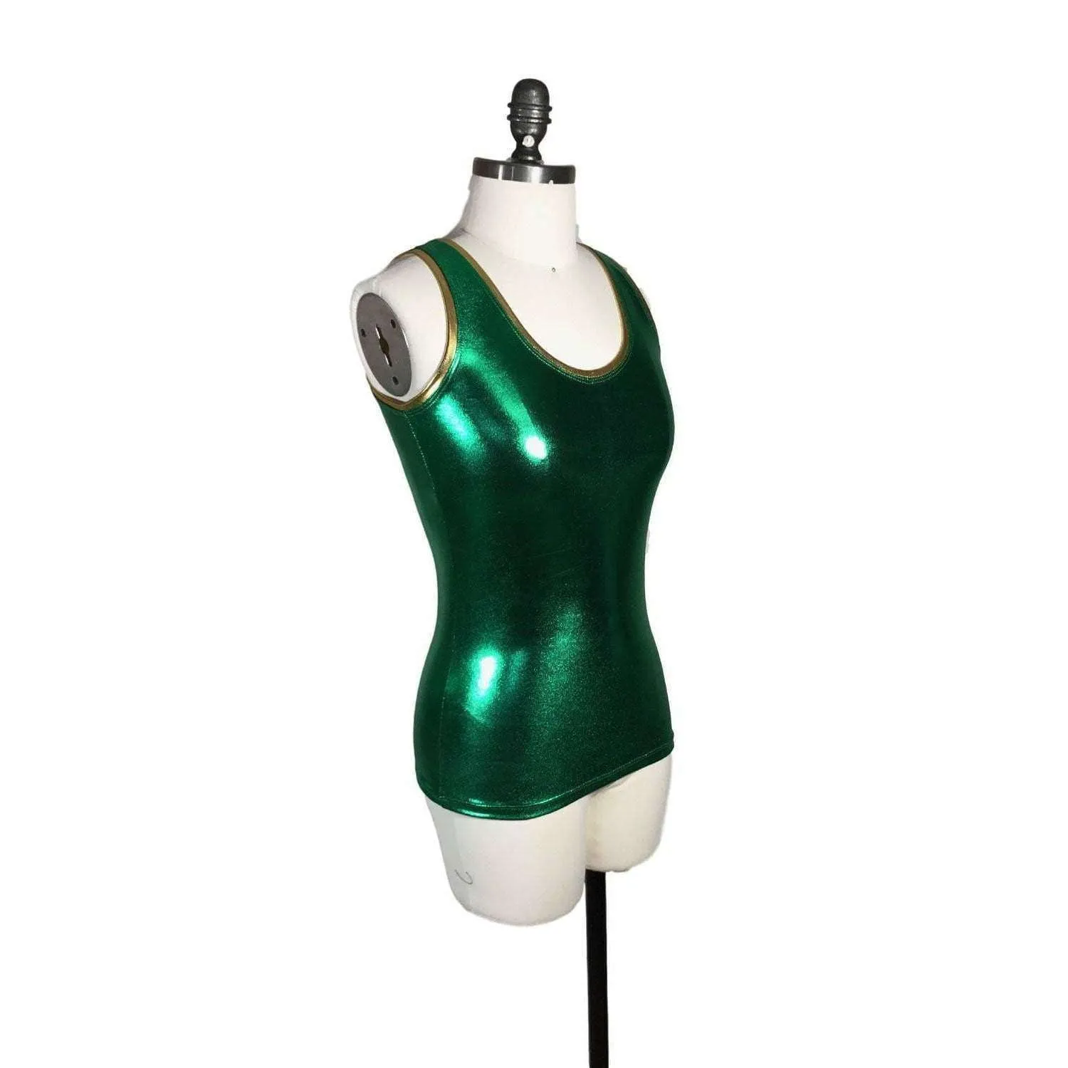 Full Length Tank Top - Green Metallic