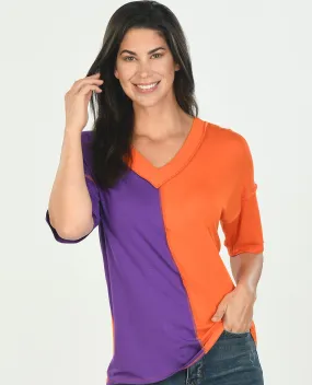 Game Day V-Neck Color Block Top