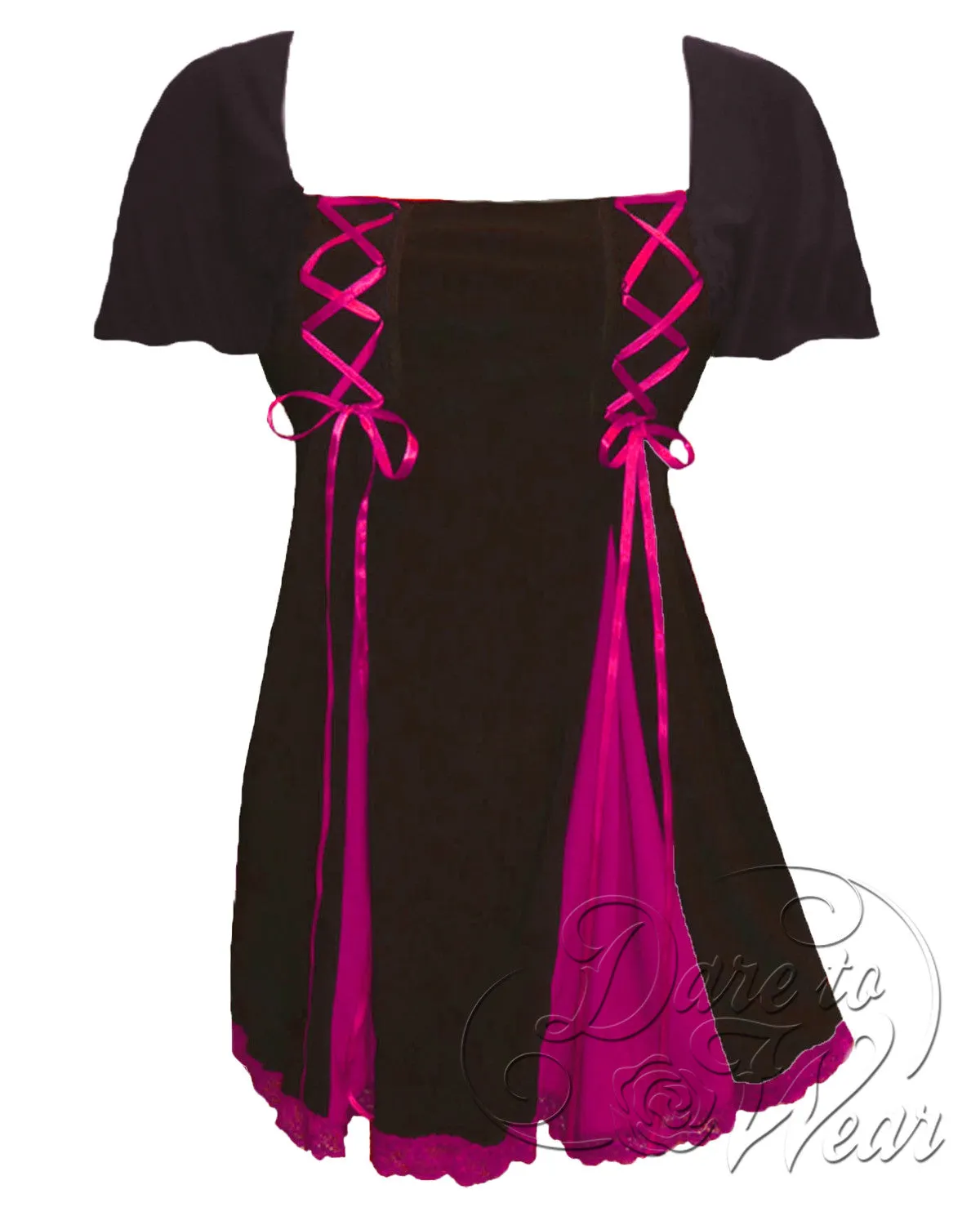 Gemini Princess S/S Top in Black/Fuchsia