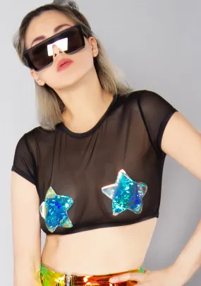 Here Tonight Mesh Cropped Top