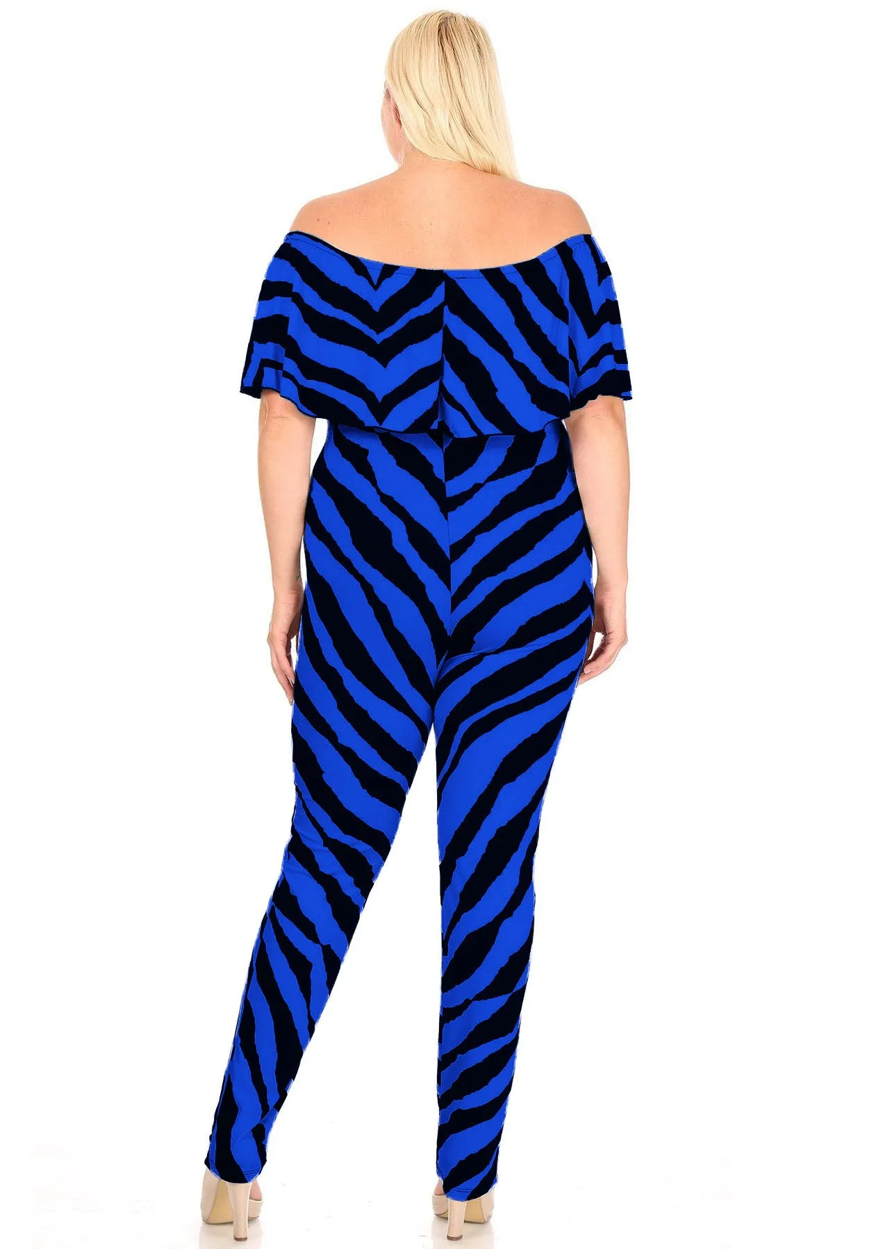 Hi Curvy  Plus Size Women Animal print off shoulder jumpsuit Ruffle detail