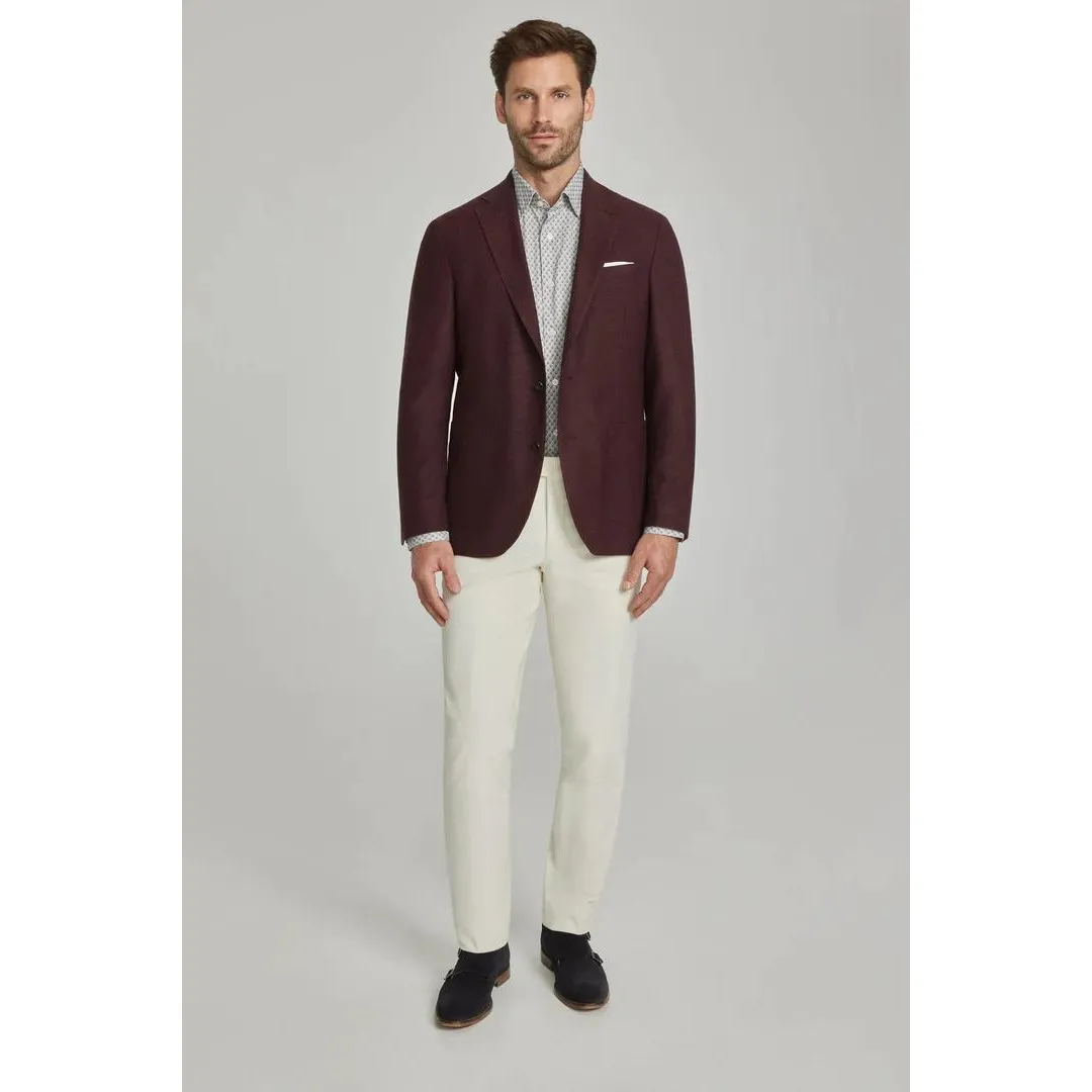 Jack Victor Hampton Wine Solid Wool Stretch Blazer