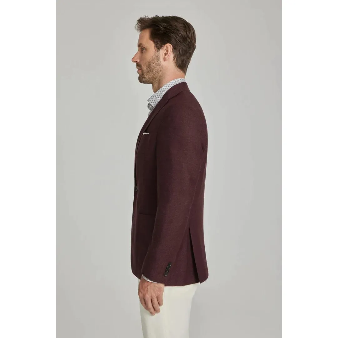 Jack Victor Hampton Wine Solid Wool Stretch Blazer