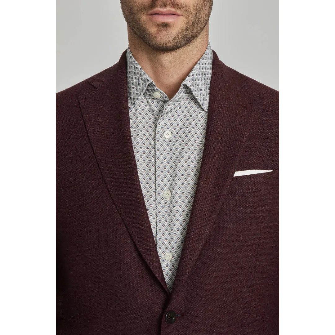 Jack Victor Hampton Wine Solid Wool Stretch Blazer