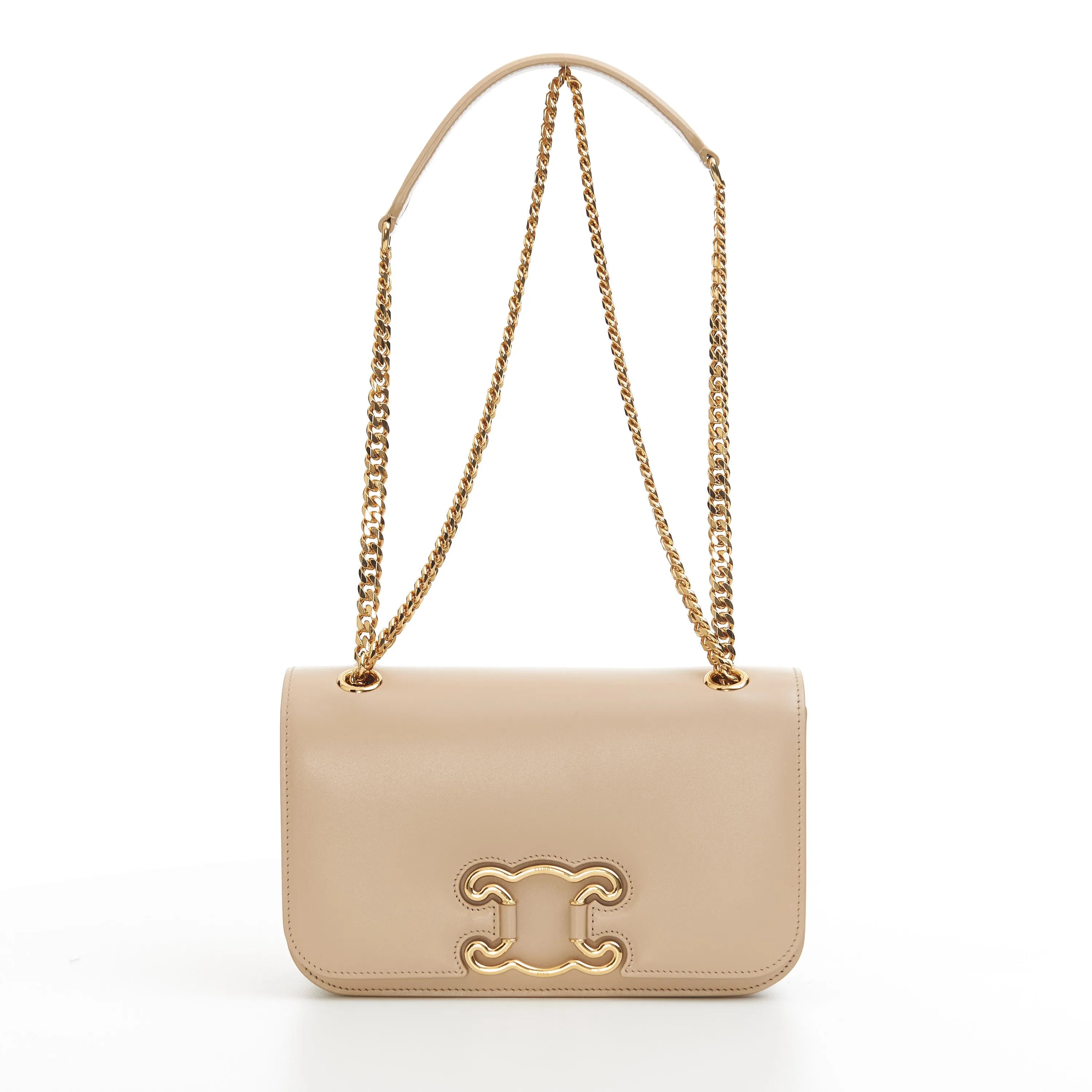 Medium Bag Triomphe Frame In Nude Shiny Calfskin