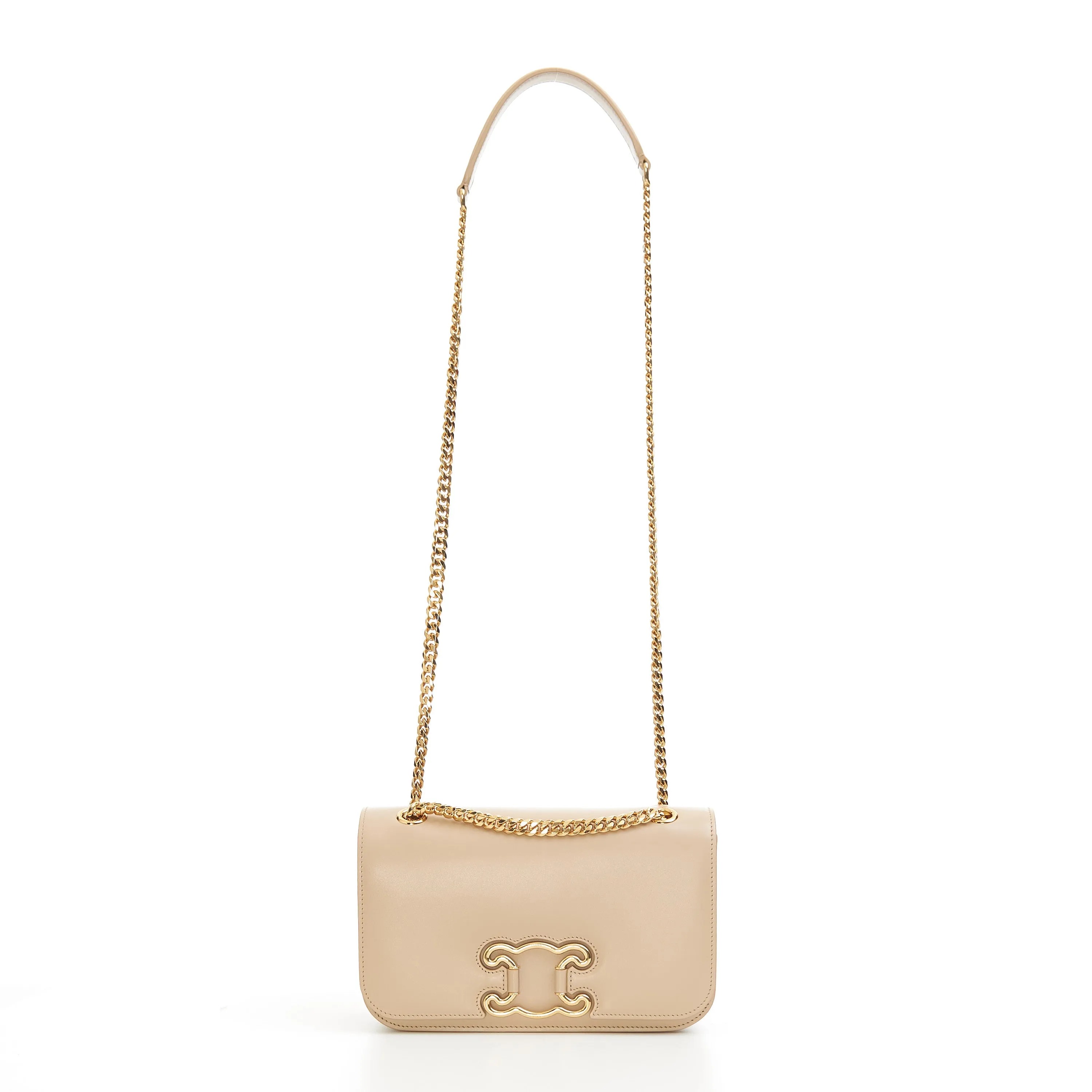 Medium Bag Triomphe Frame In Nude Shiny Calfskin