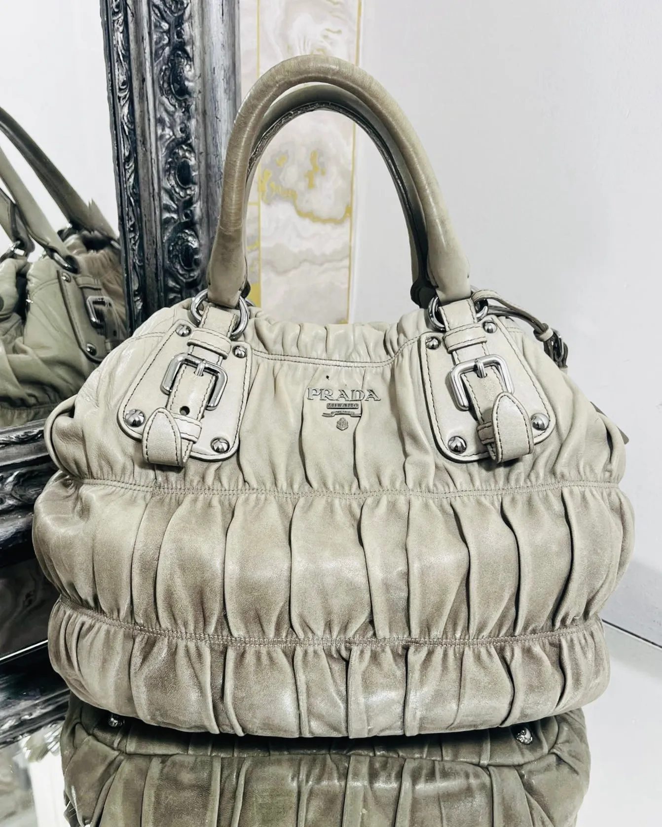 Prada Gaufre Leather Tote Bag