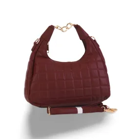 Quilted Hobo Bag with Gold Chain Handle and Shoulder Strap