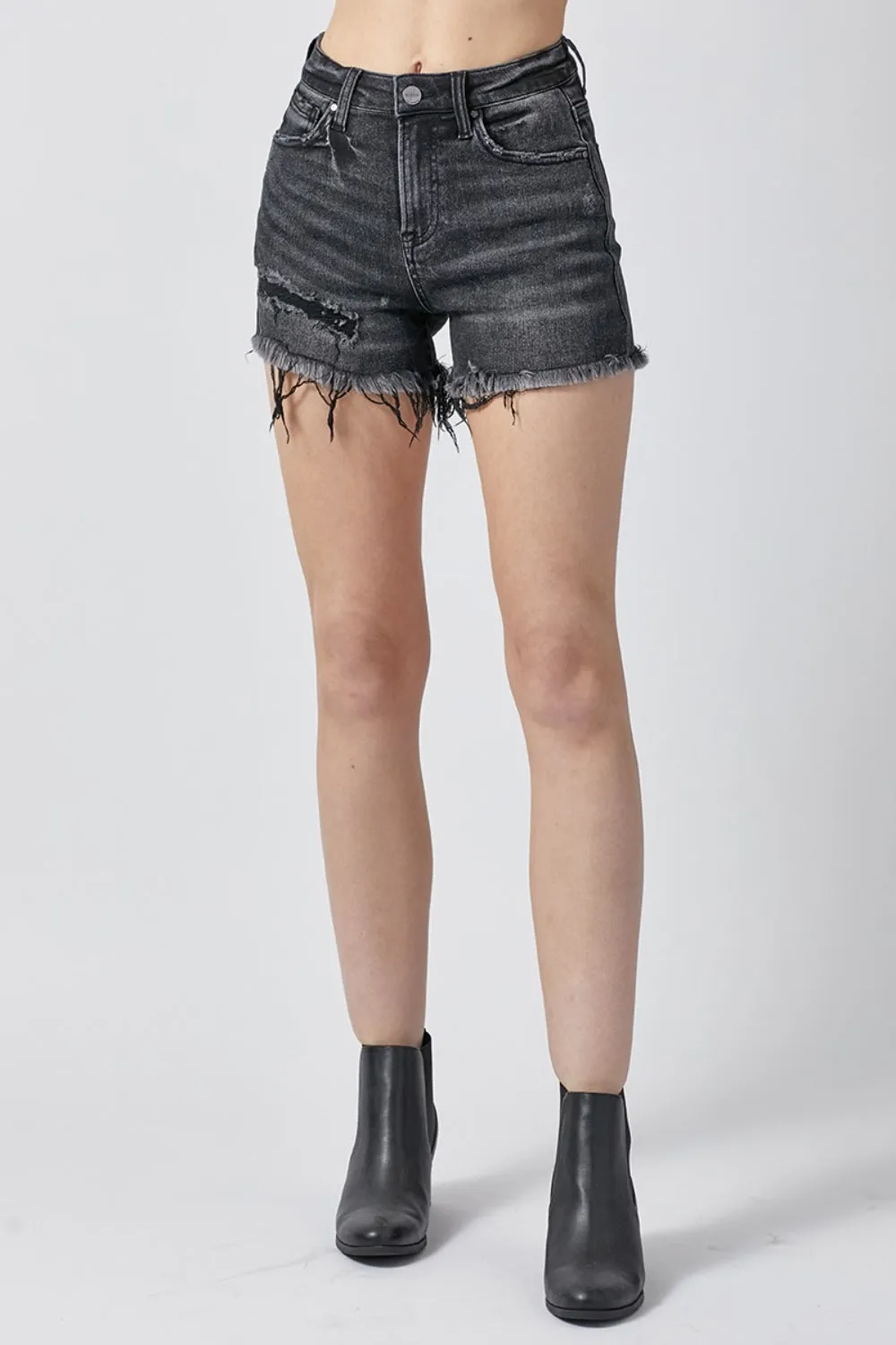 RISEN Raw Hem Denim Shorts with Pockets - Online Exclusive