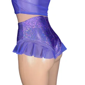 Ruffle Hot Pants High-Waisted Cheeky Bikini in Lavender Shattered Glass