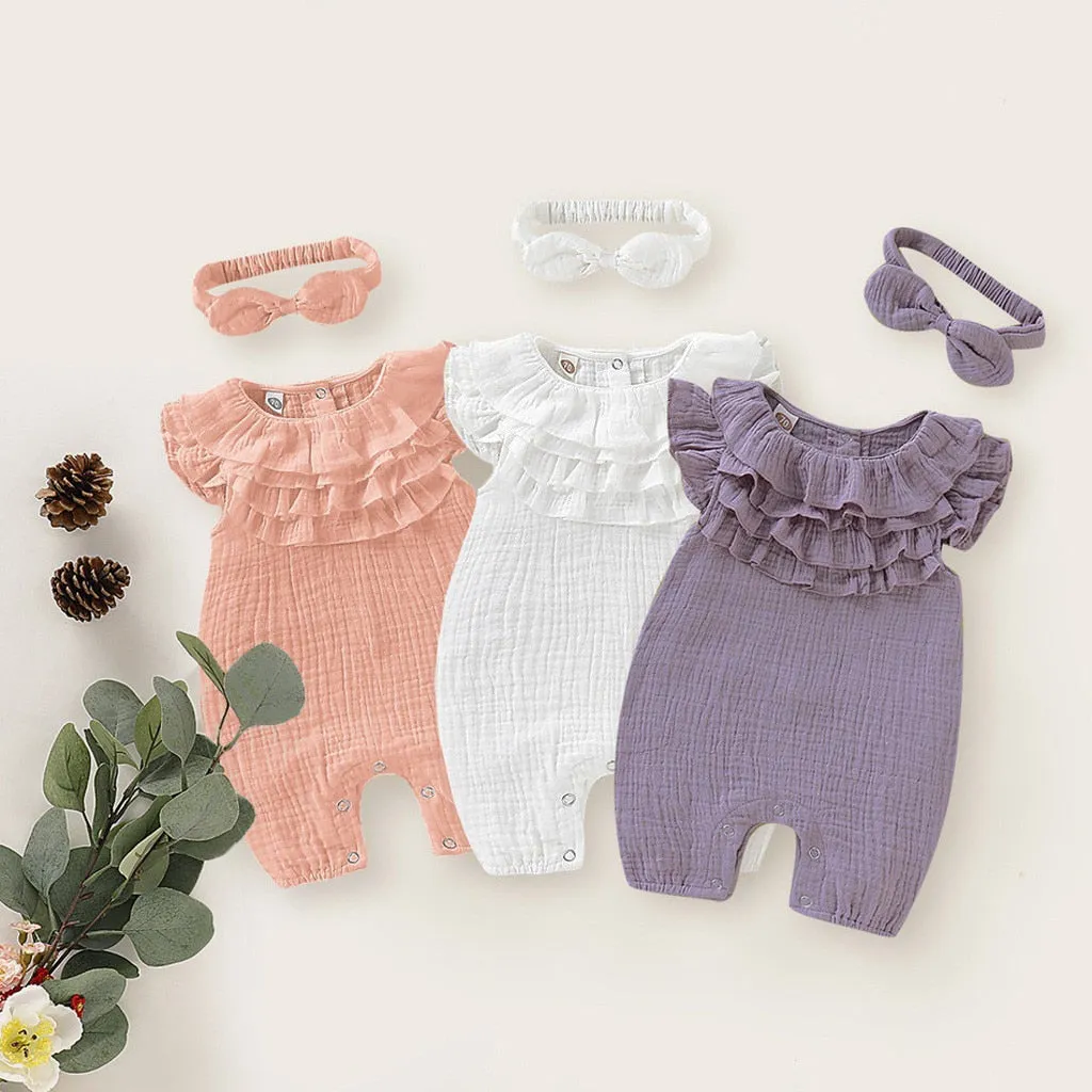 Ruffled Romper with headband d1