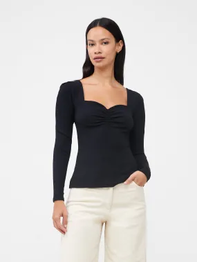 Sonya Ribbed Sweetheart Neck Top