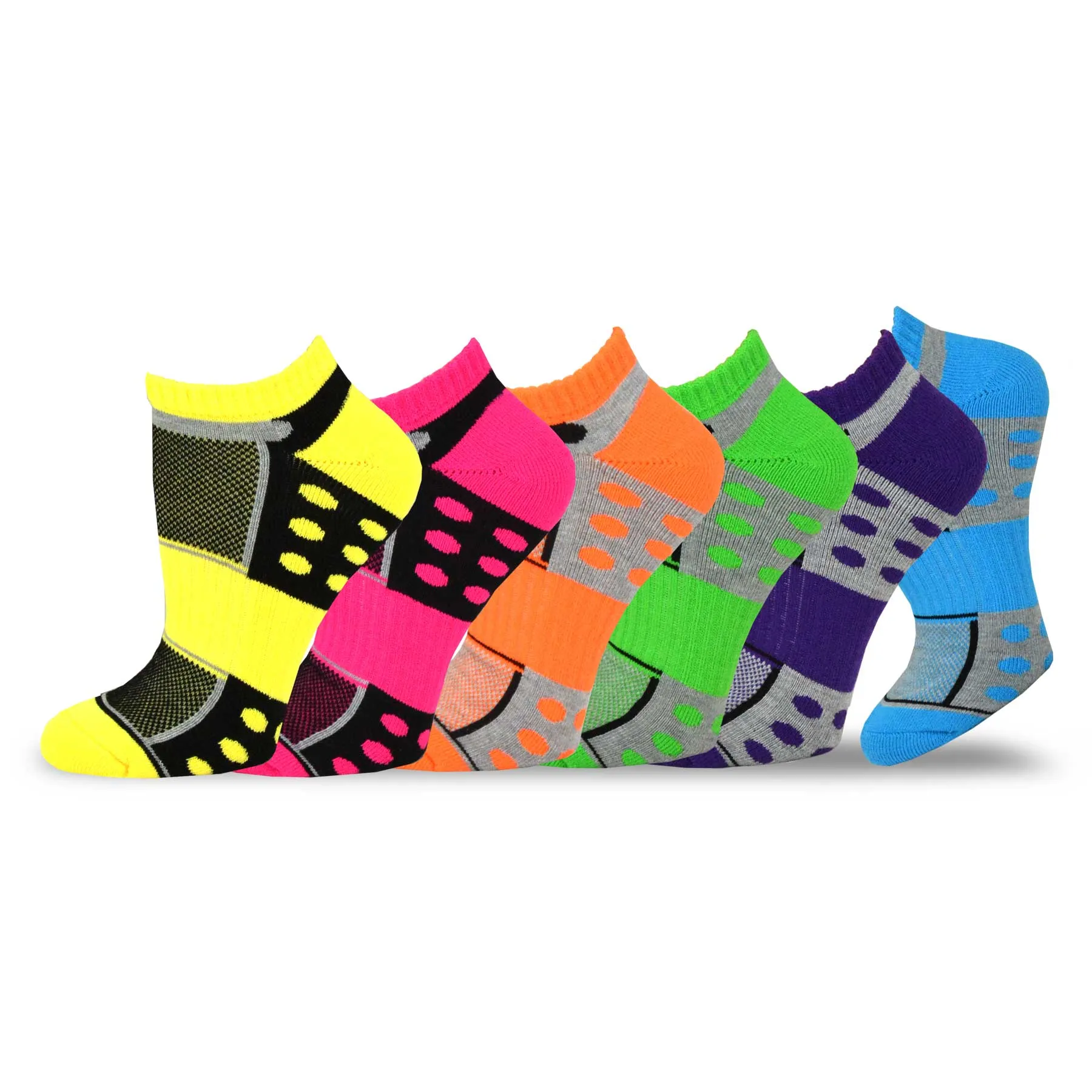 TeeHee Socks Women's Golf Polyester No Show Dot and Stripe Mash 12-Pack (12075)