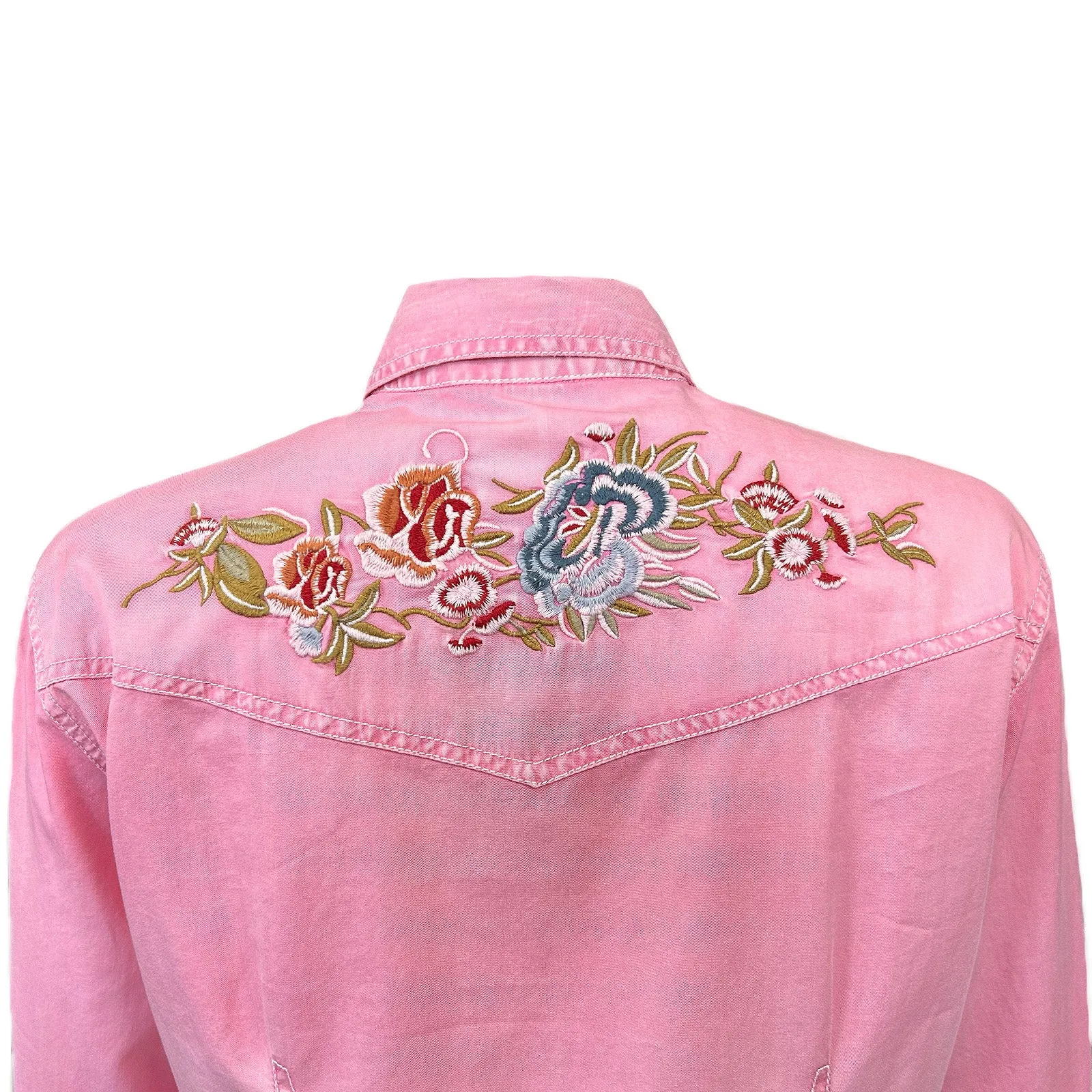 Women's Pink Floral Embroidered Western Shirt